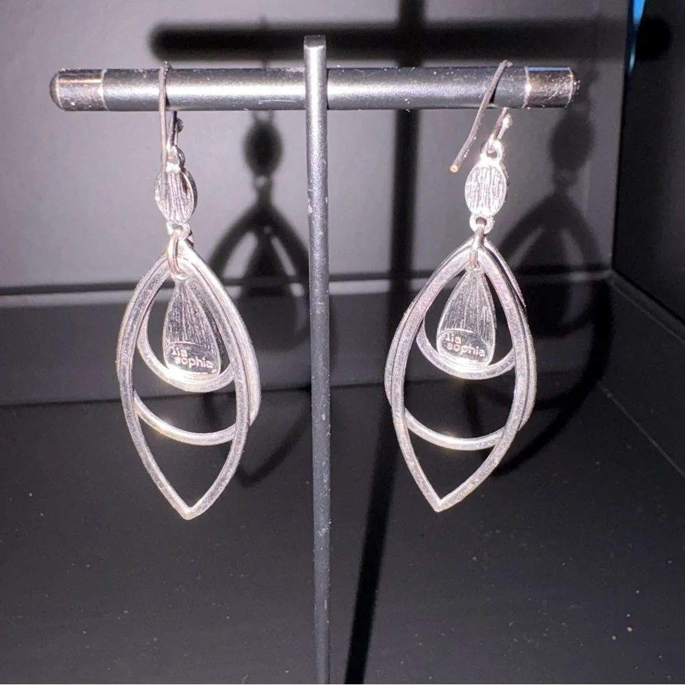 Lia Sophia Silver and Black Geometric Earrings